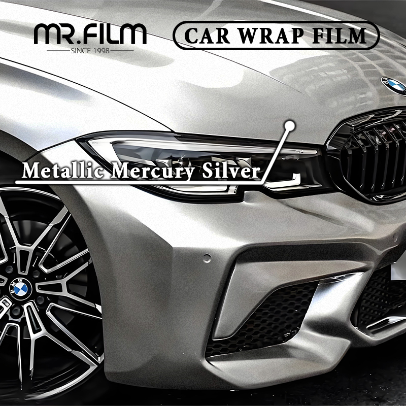 silver car wrap film